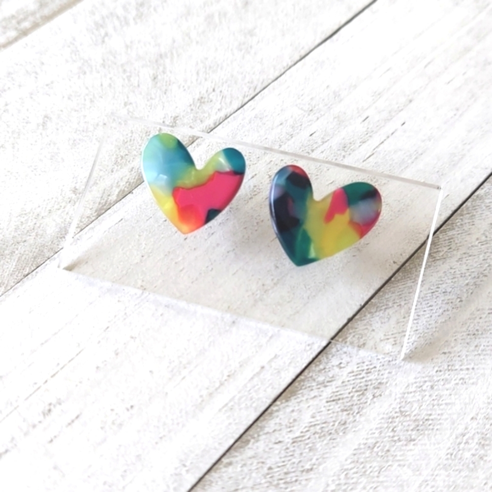 Clara Colorful Heart Studs 9